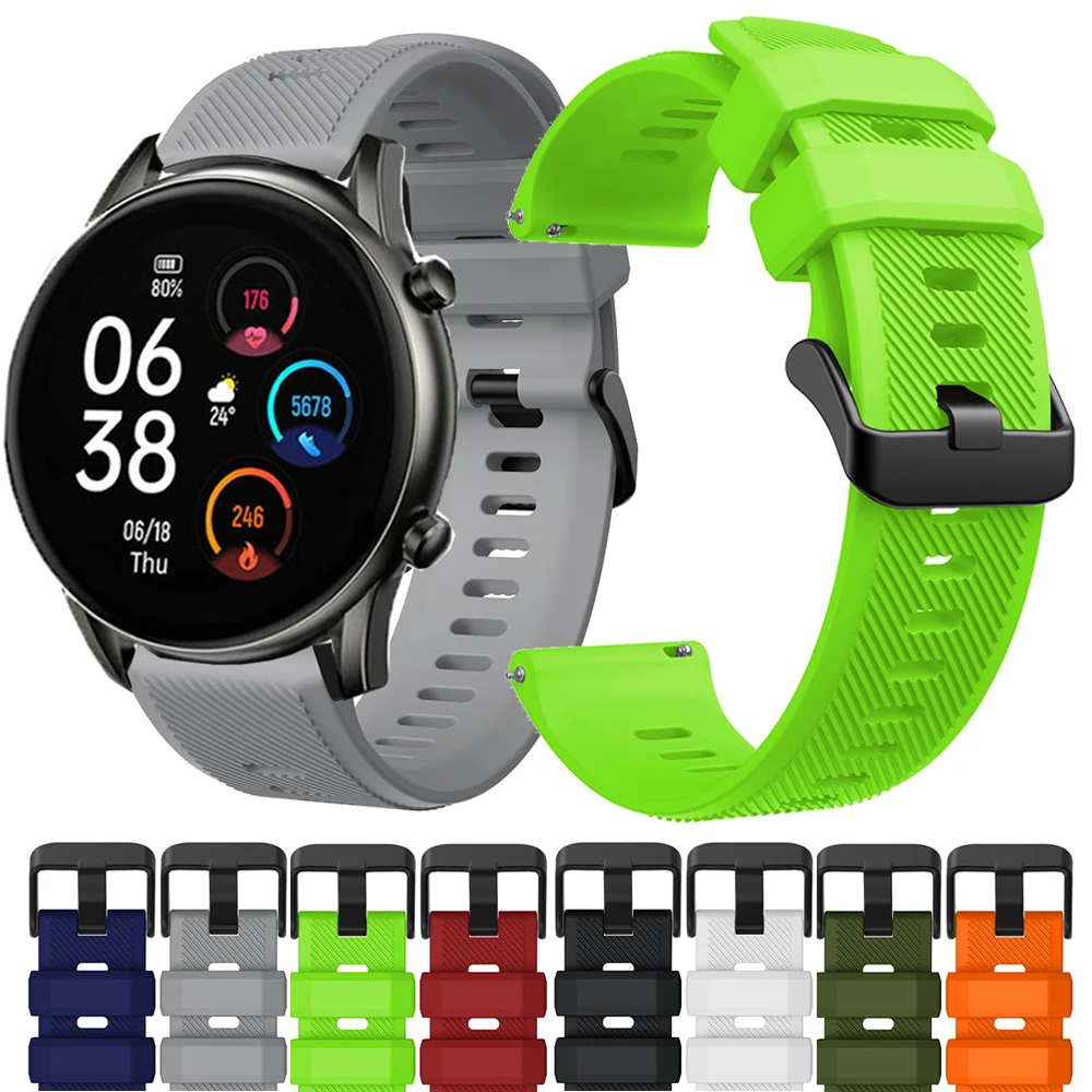 22mm Width Strap For Haylou RT2 LS10 /For Realme Watch 2 /2pro /3/ 3pro High Quality Silicone Watchband Single Color Wristband