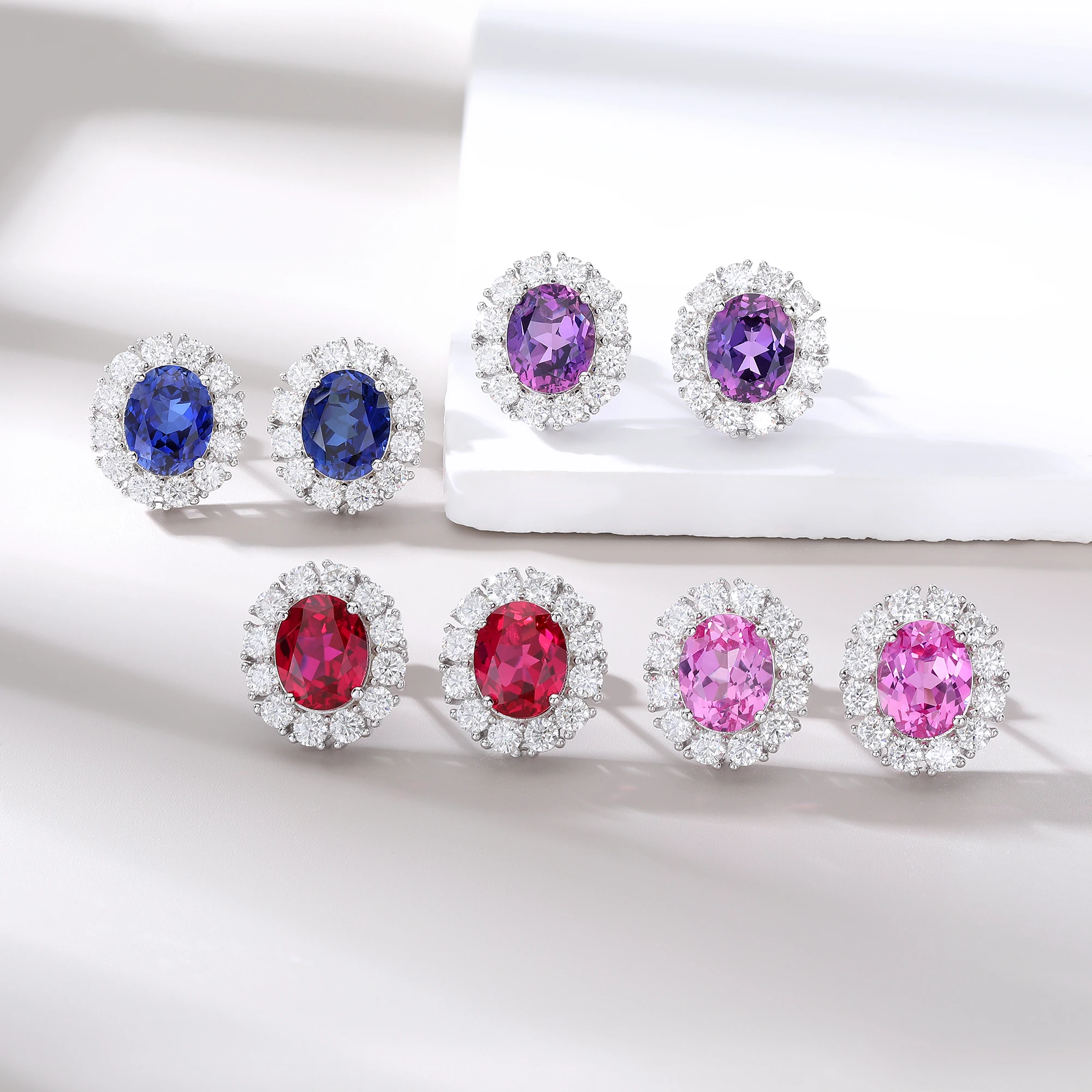 Luxury Inlay Oval shape One Lap Big Pigeon Eggs Lab Grown Gemstone Earrings For Women Party Gift and Daily Wear Free Shipping