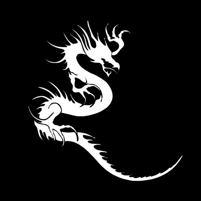 Mysterious Chinese Dragon Sticker Fashion Car Window Decoration Personality PVC Waterproof Decal Black/White, 16cm*15cm