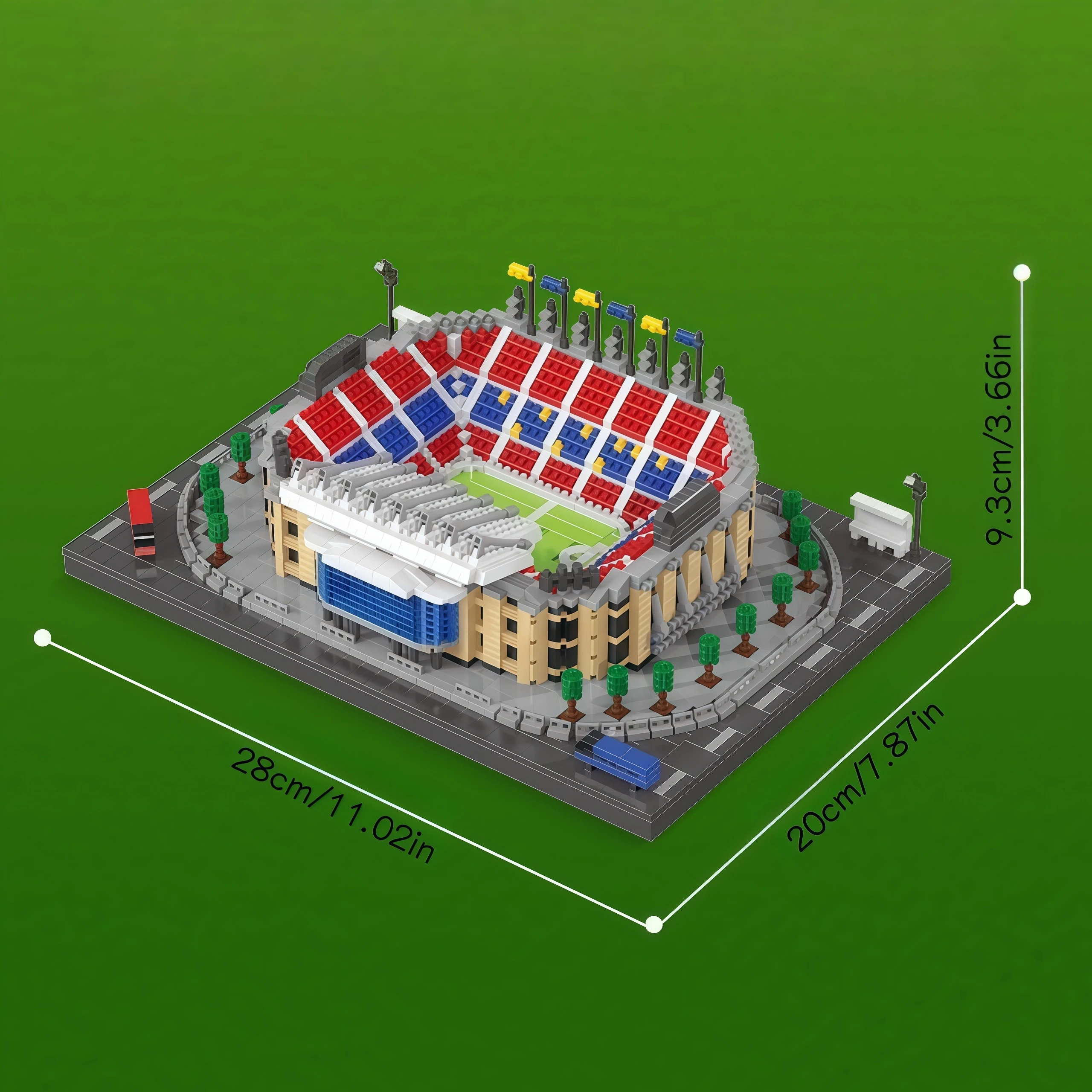 Conjunto de blocos de construção de modelo de campo de futebol, 2436 peças, ornamento criativo, decoração de mesa, presente surpresa de feriado