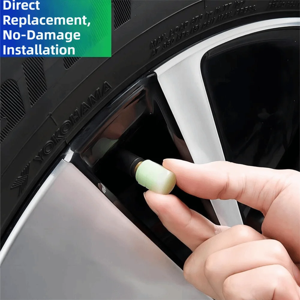 8Pcs Night Glowing Glowing Tire Valve Caps Super Bright Self-luminous Tyre Valve Stem Cover Dustproof Glow-in-the-dark view 2