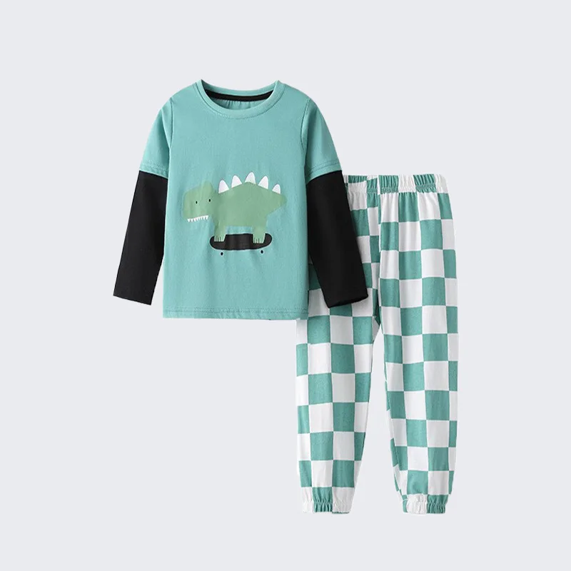 

Boys' Two-Piece Set Autumn and Winter New Style Round Neck Long Sleeve Handsome Suit for Young and Small Children