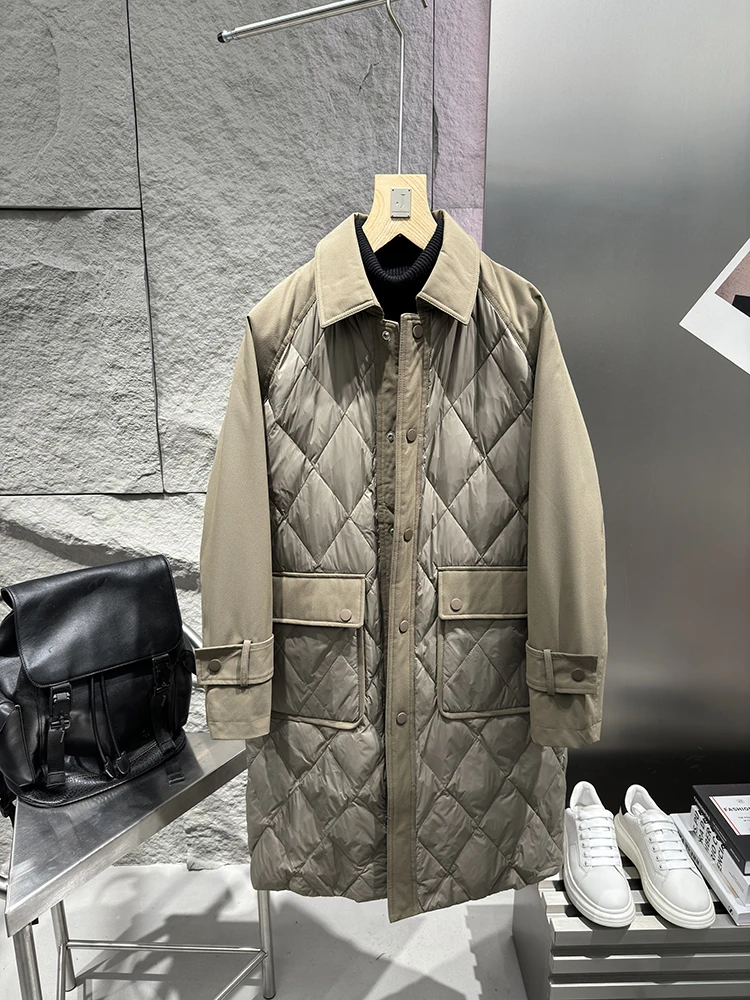 King of down Jaet! Hangzhou High Quali! National Stand 85 Down! Men's Mid-Length Patchwork down Jaet Trendy 325