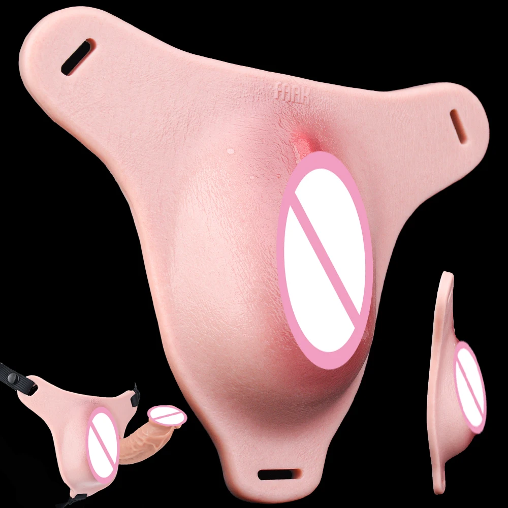 FAAK Strapon Silicone Vagina Clitoris Pads Mens Hiding Gaff Panties for Crossdresser Cosplay Thongs with Urination Channel view 2
