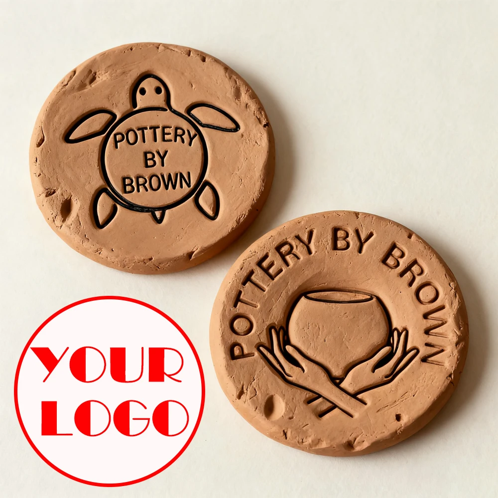 

Personalized Clay Pottery Stamp 3Cm/4Cm Brass Ceramic Stamp with Removable Handle Diy Craft Tool Custom Lover Crafting Gift