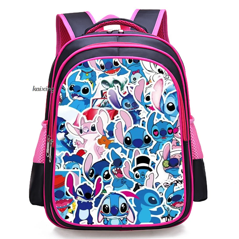 16 inch Backpack Lilo And Stitch School Book Bag Zipper Messenger Teens Children Boy Girls Students School Best Gift Purple Rose