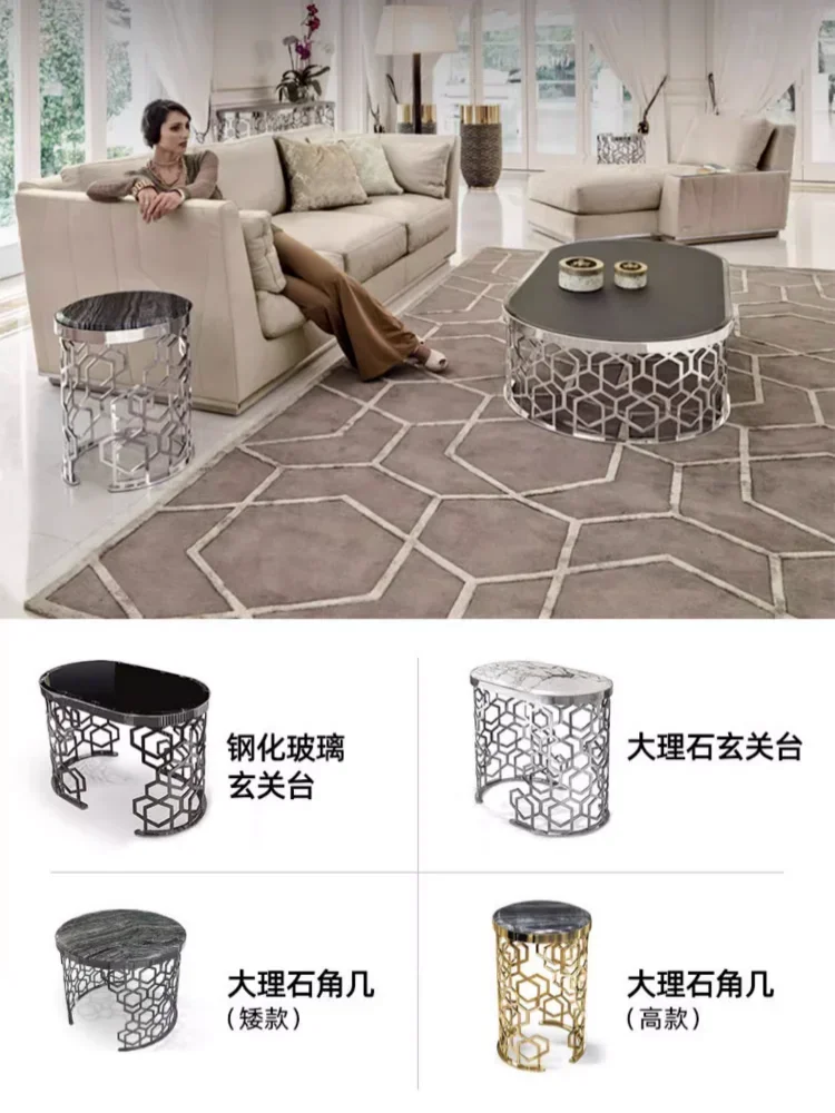 Marble Coffee Table Simple Modern Creative Living Room Simple Tea Table Oval