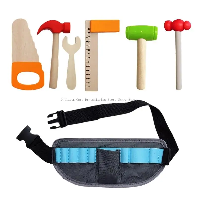 Kinder-Werkstatt-Werkzeug aus Holz, vorgetäuschtes Spiel-Werkzeug-Set, sicheres pädagogisches Gebäude-Konstruktionsspielzeug für