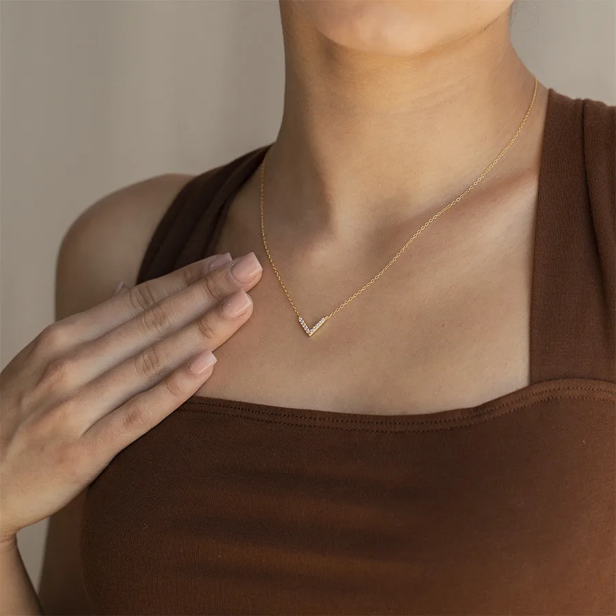 Korean Style Explosive V-shaped Collarbone Chain Exquisite Niche Design Necklace Fashionable Temperament Accessories