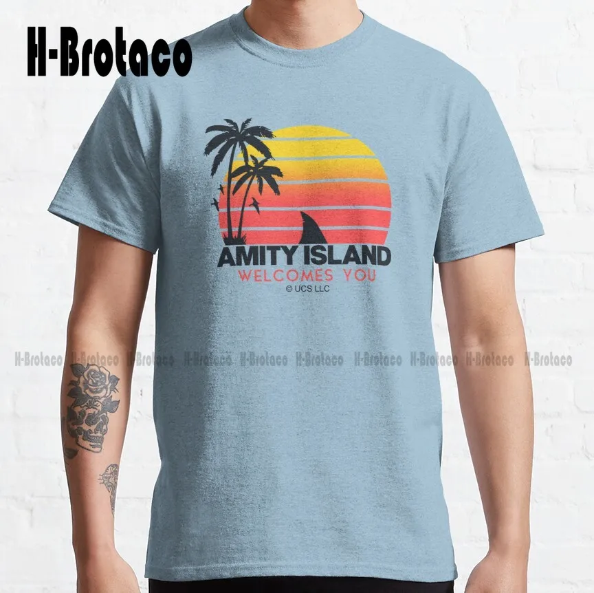 Jaws Movie Amity Island Welcomes You. Birthday Party Gifts. Officially Licensed Merch. Classic T-Shirt Creative Funny Tee Xs-5Xl