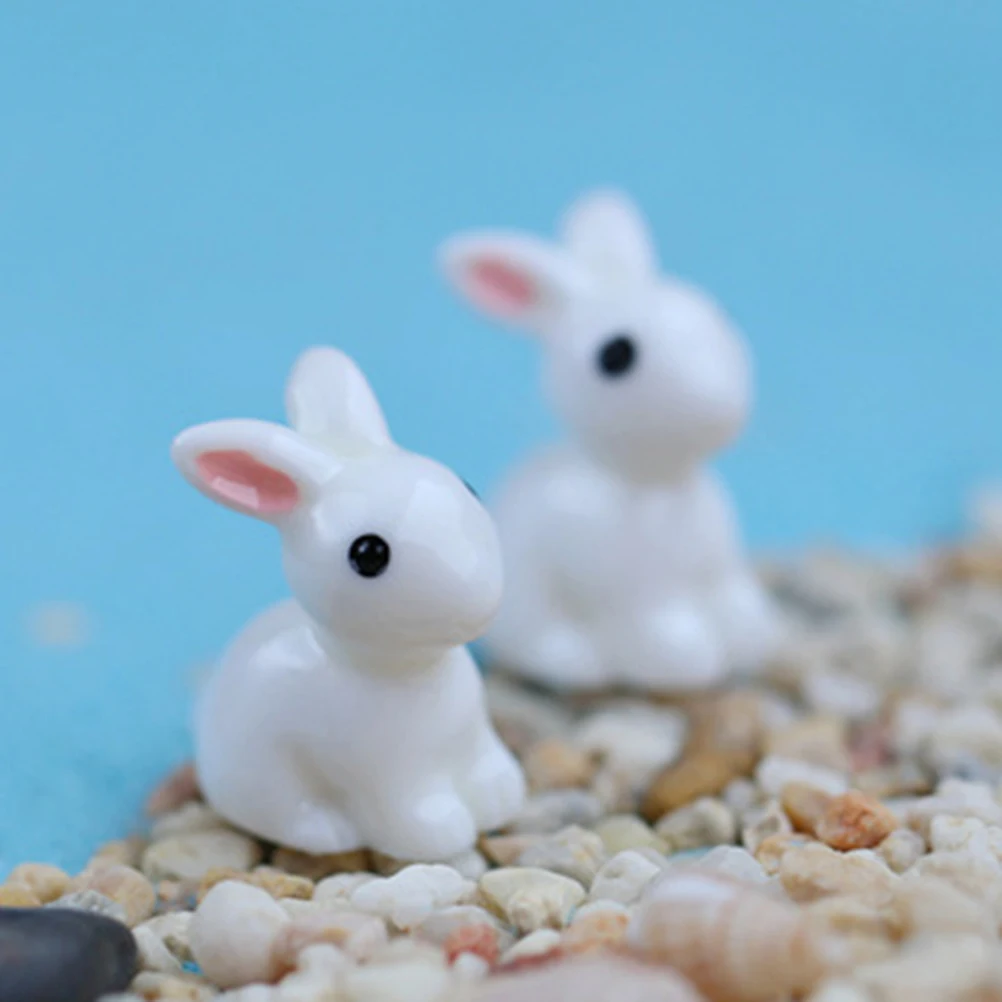 

20 Pcs Rabbits Resin Accessories Non Toxic Miniature Garden naments Terrarium Decor Crafts DIY Bunny Figurines Outdoor Statue