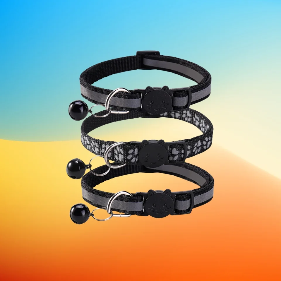 3er-Pack Reflektierende Sicherheits-Halsbänder für Kätzchen & Welpen, Leuchtende Hunde- und Katzenhalsbänder mit Kleiner Glocke, Verstellbare Schnallen-Halskette – Detail 6