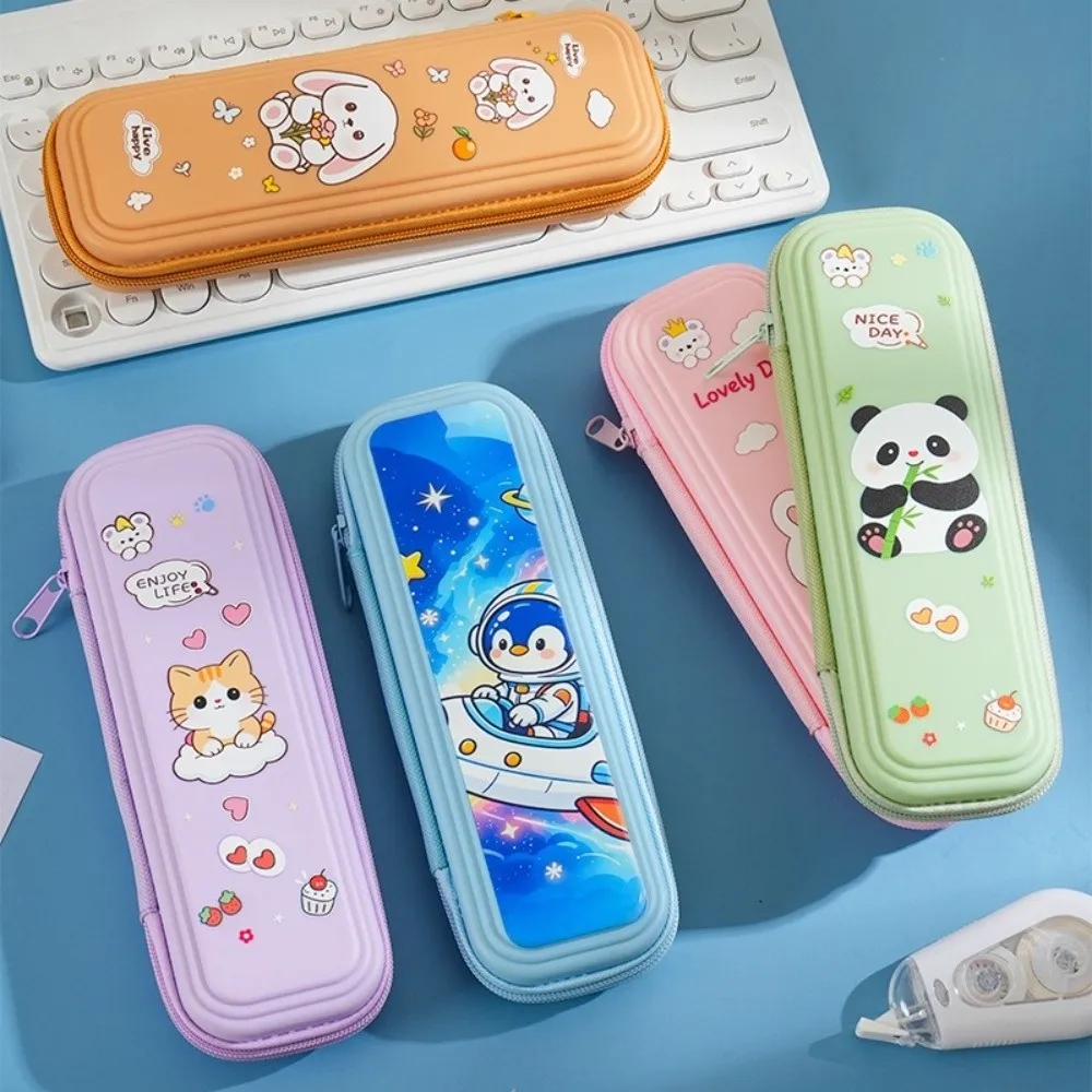 Durable Hard PP Pencil Case Cartoon Print Multi-Layer Stationery Box Lightweight Large Capacity Pen Box School Supplies