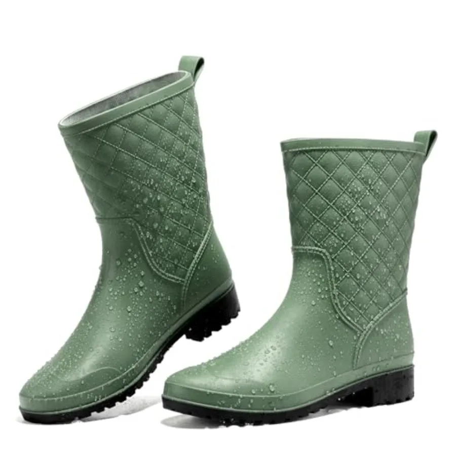 

Rain Boots for Women, Lightweight Fashion Rubber Boots Mid Height Waterproof Garden Shoes Women's Rain Footwear
