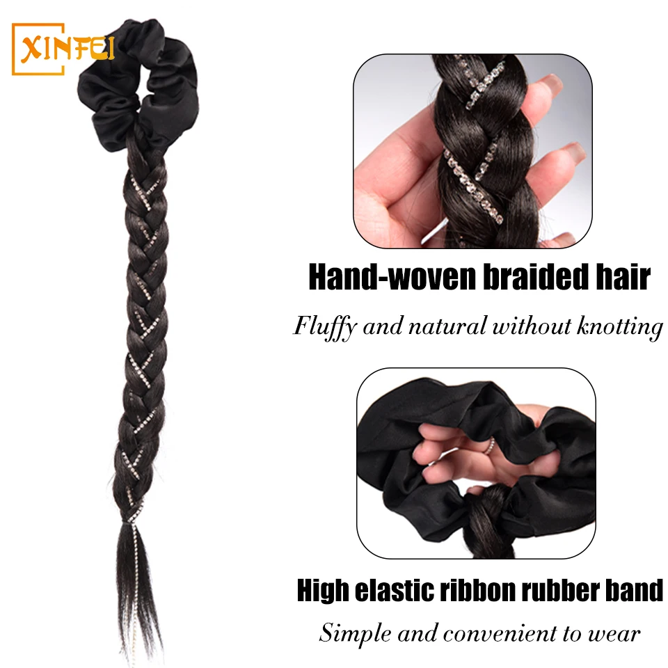 Matte High-temperature Hair Synthetic Gripping Clip Ponytail Wig Women's Pearl Tassel Braided Hair Hair Ring Style High Ponytail