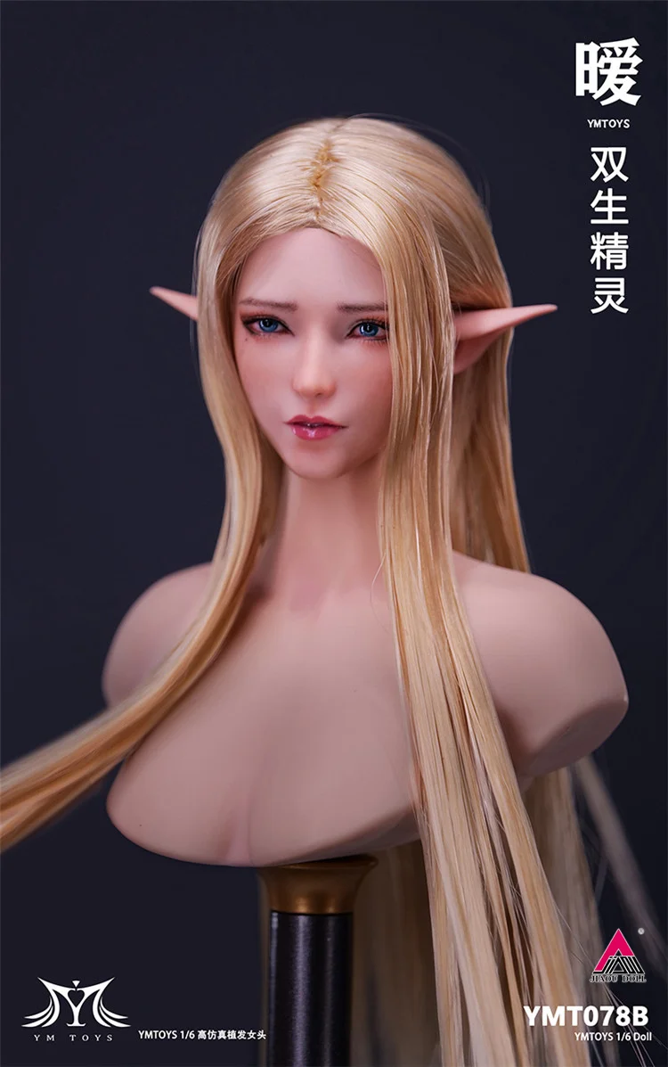 YMTOYS 1/6 YMT078 Female Elf Head Sculpt Carving Model Fit 12'' TBL JO Soldier Action Figure Body Dolls