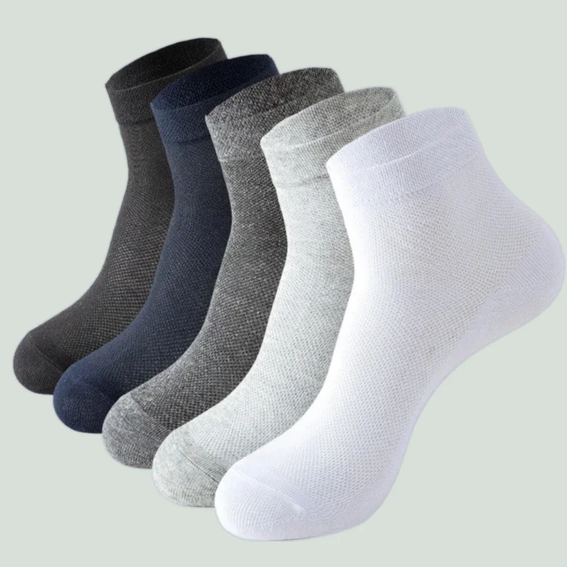 Chaussettes athlétiques décontractées en coton biologique pour hommes, respirantes, noires, blanches, affaires, haute qualité, maille, mode, été, nouveau, 2024, 5 paires