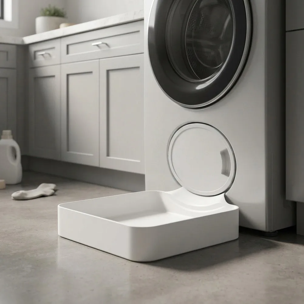 Washing Machine Water Catch Tray 3D Printed Drain Pan with Filter Screen for Basement Utility Area and Garage Setup