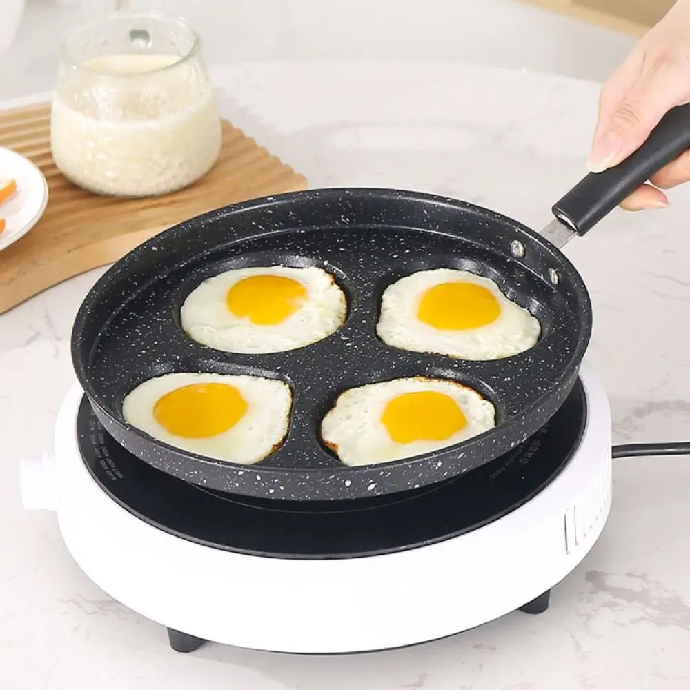 

Сковорода для жареных яиц с 4 сетками, быстрый нагрев, антипригарная сковорода для омлета, плоское дно, ручка с защитой от ожогов, разделенная сковорода для яиц, стейк