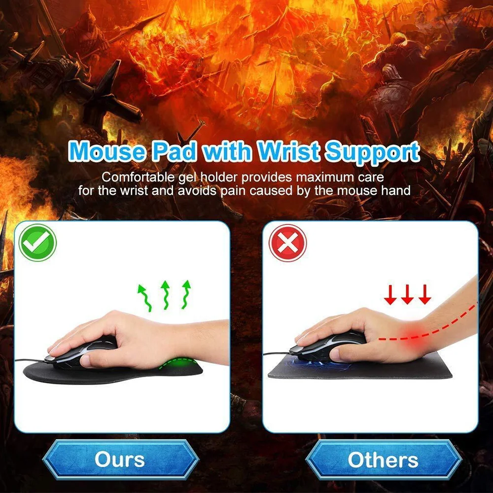 Computer Mousepad Ergonomic Mouse Pad Wrist Pad Fish Letter Series Non-slip Wrist Rest Support Mat for PC Laptop Computer