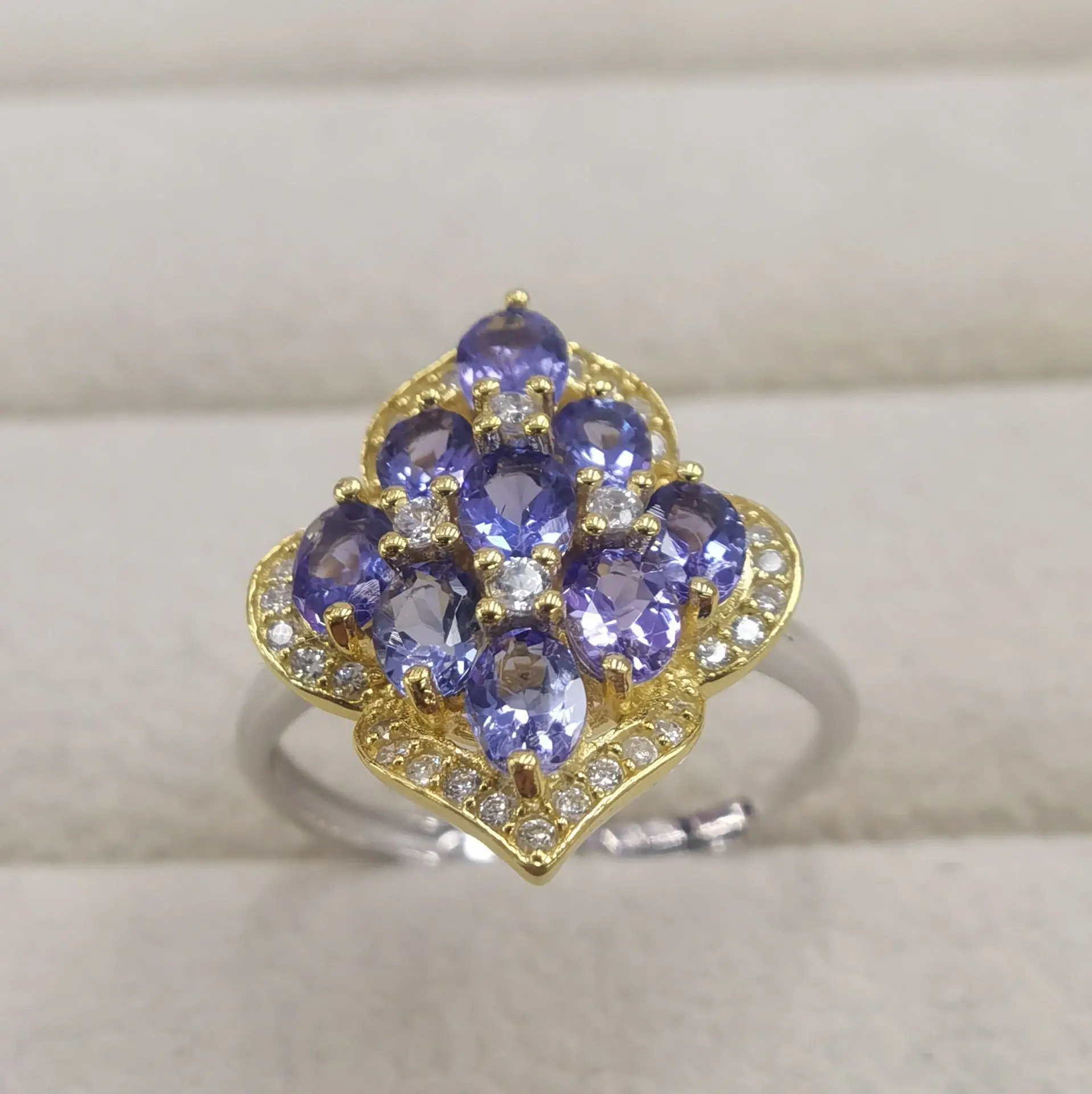 

Fine Jewelry Woman Tanzanite Ring With 100% Natural Tanzanite Gemstone 3*4mm Tanzanite Ring Best Lady Gift Tanzanite Jewelry