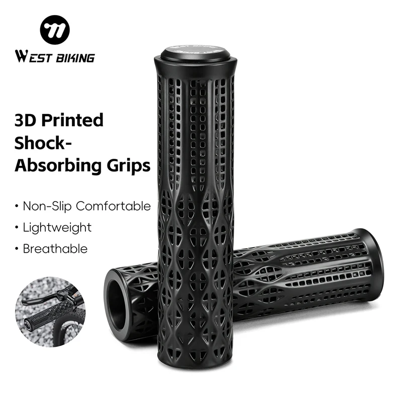 

WEST BIKING 3D Printed Honeycomb Handbar Grips Non-slip Comfortable Breathable Shock-absorbing Riding MTB Grips