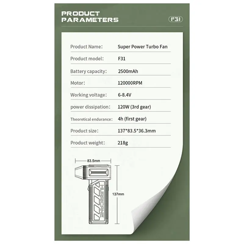 جديد Showwn-F31 120000 دورة في الدقيقة 120 واط سوبر قوة Turbojet مروحة فرش السيارات عالية السرعة مروحة توربو صغيرة مروحة توربو #6