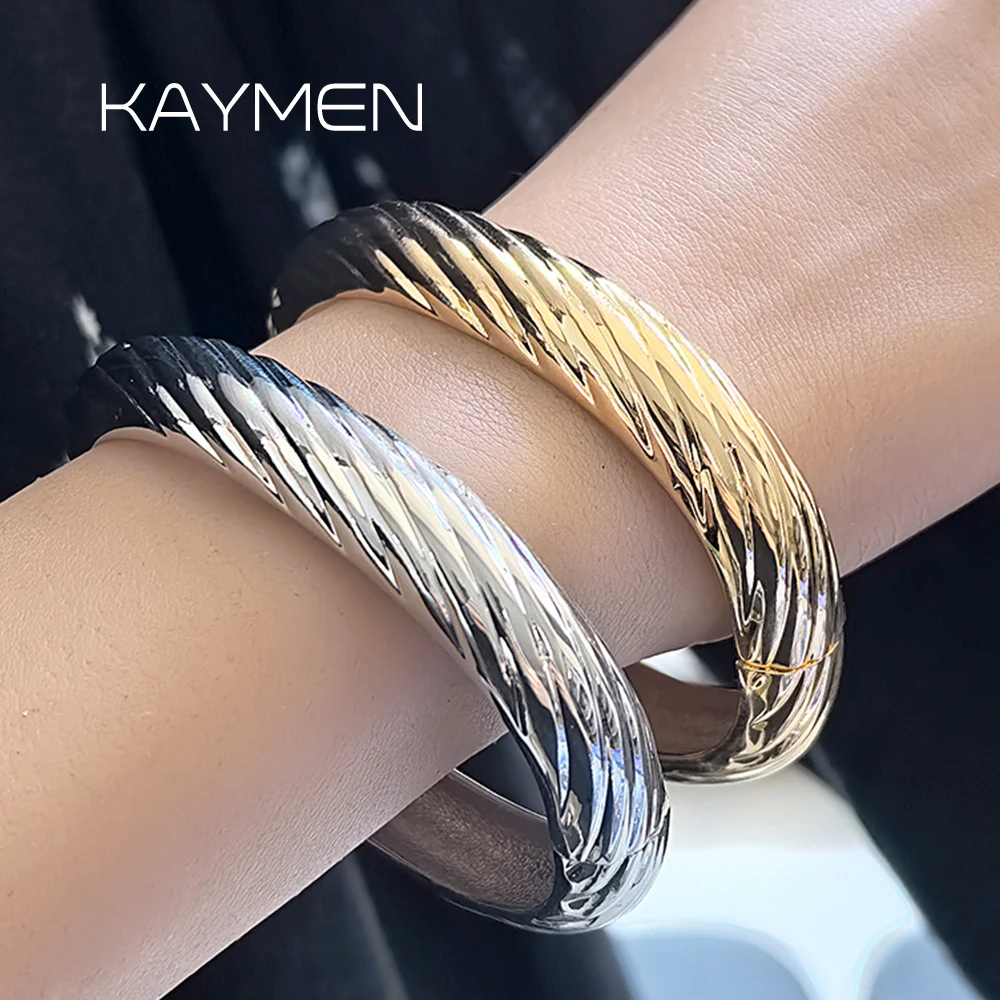 Punk Metal Twisted Simple Bangle For Women Fashion Stylish Jewelry Wedding Party Gift Bold Trend Design Bracelet Accessory