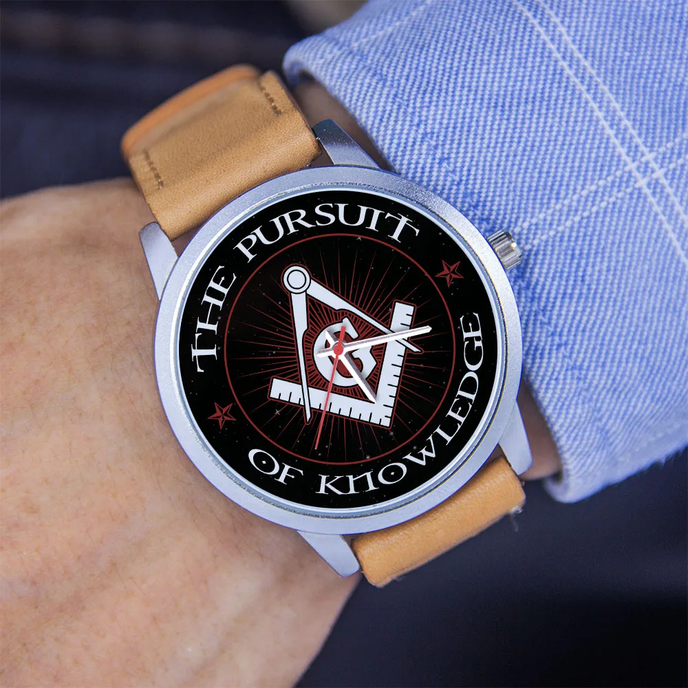 Personalizzato 45/38 mm Icona della massoneria Stampa Logo Orologio da uomo souvenir in oro rosa Logo Quadrante Modello bussole in argento