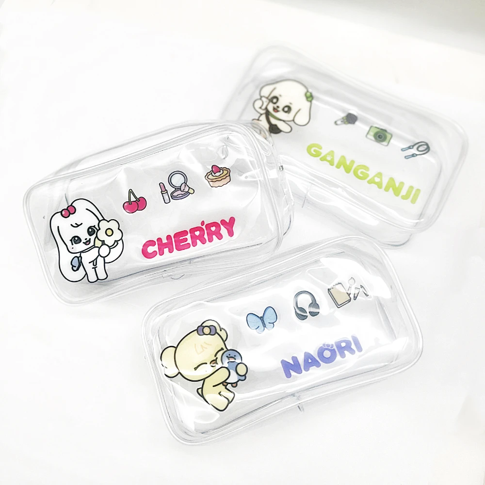 الحيوان الإبداعية مقلمة حقيبة أدوات مكتبية 19*10*6.5 سنتيمتر الكرتون بولي كلوريد الفينيل شفافة حقيبة التخزين حقيبة مستحضرات التجميل Wonyoung Yujin Rei Gaeul Leeseo Liz Kpop