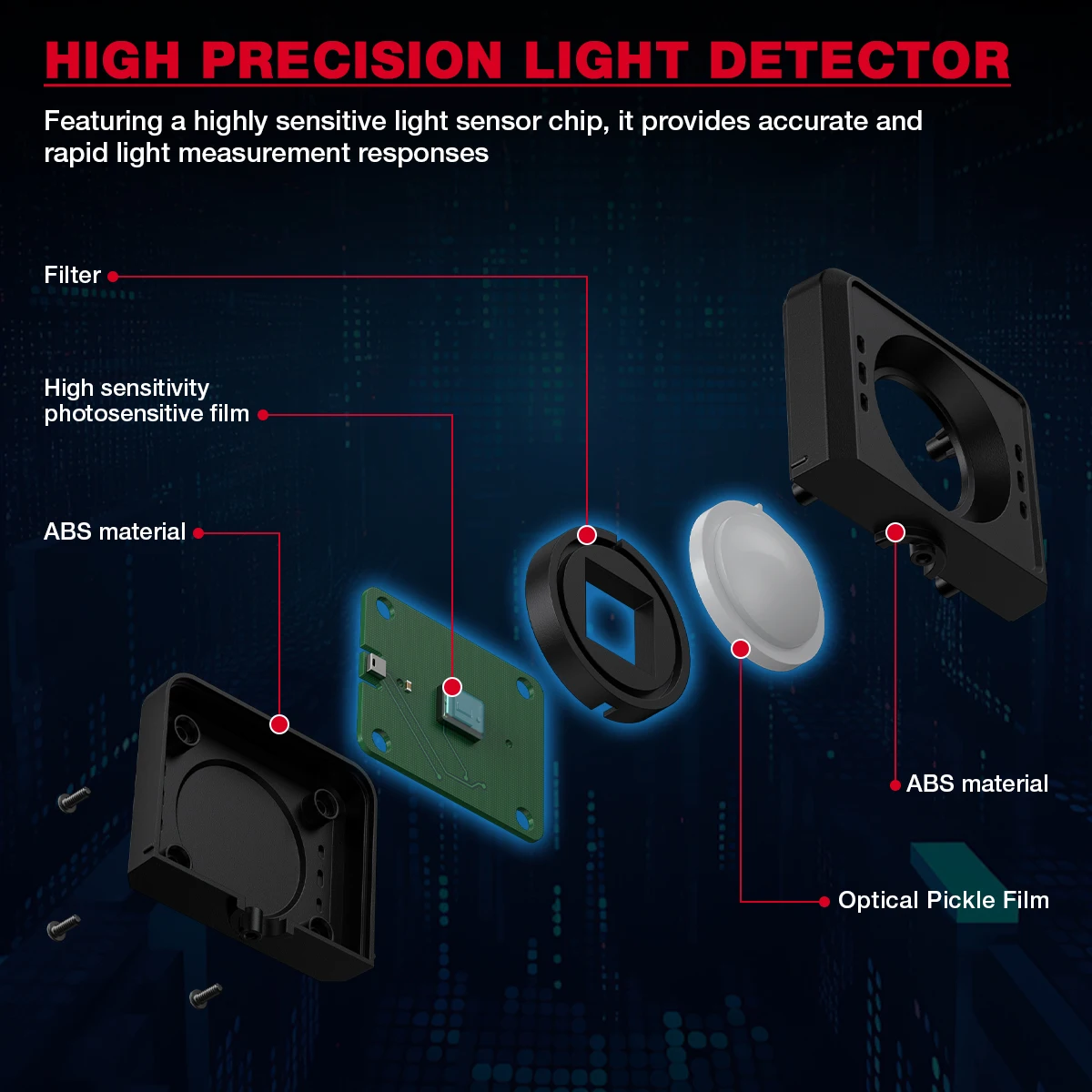 HABOTEST HT603 Light Meter 200000 Lux Digital Illuminance Meter with Ambient Humidity and Temperature Meter Lux Meter