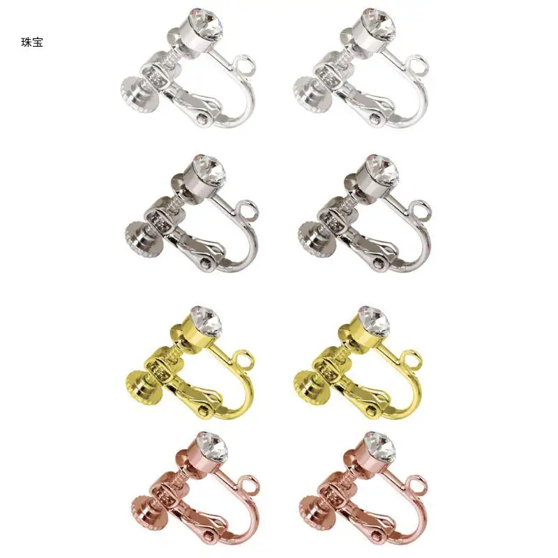 X5QE Ear Clips Earrings Gold Silver Plated Iron Blank Setting Base Replacements Earring Clip Jewelry Making