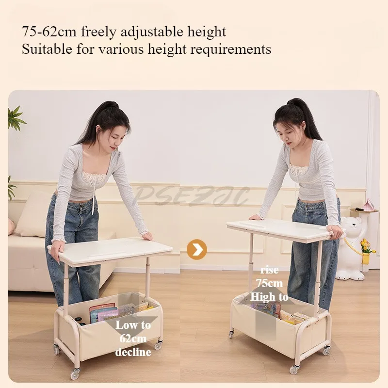 Sofa Side Table Movable Living Room Trolley Storage Rack with Wheels Small Coffee Table, Household Simple Small Table