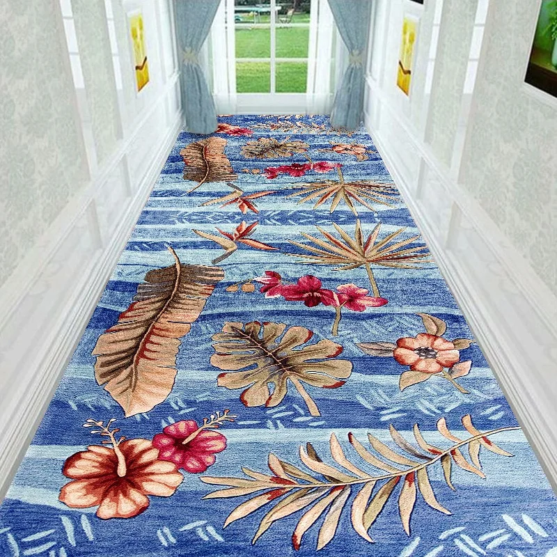 

Floral Leaves Corridor Hallway Rug Carpet Nordic Style Living Room Carpets Parlor Area Rug Kitchen Bedroom Floor Rug Doormat