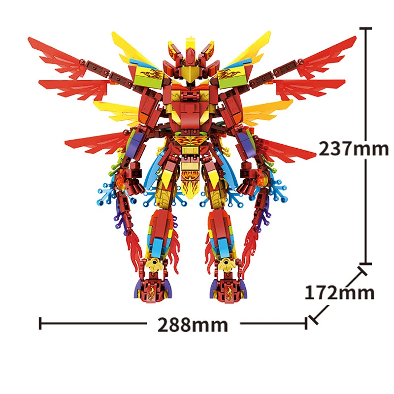 النينجا الأسطوري الأحمر فينيكس ميتشا اللبنات مجموعة للأطفال ، درع الروبوت ، التنين الأخضر ، عمل الشكل ، الطوب ، DIY بها بنفسك ، Moc لعبة ، 1in 2 نموذج