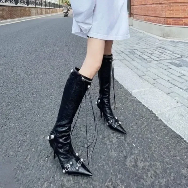 Womens New Simple Zipper Designer Women Shoes 2024 Winter Fashion Stiletto Outdoor Wedding Party Ladies High Heel Women's Boots