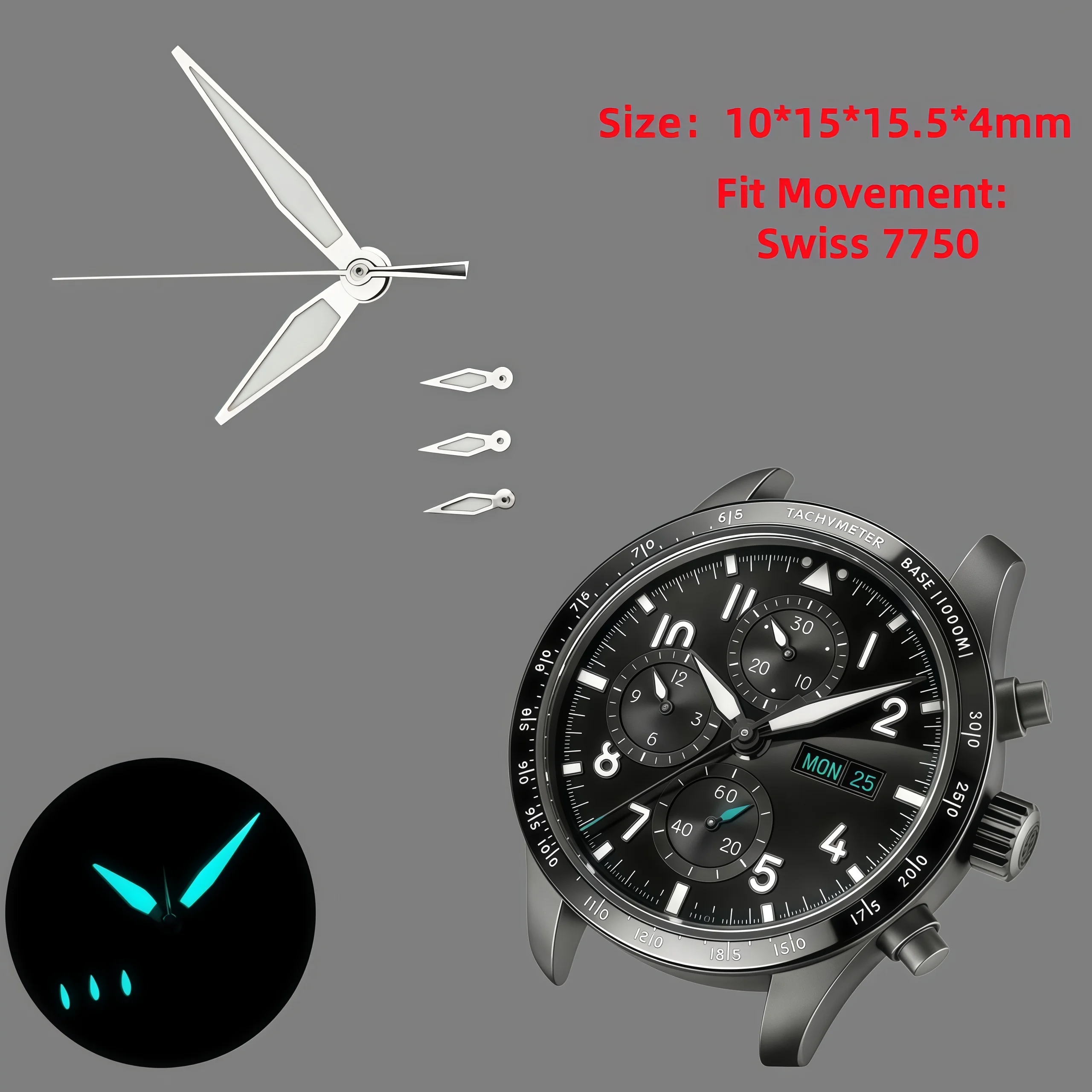 

Blue Luminous Hour Hand Suitable ForThe Swiss 7750 Movement 6 Pieces Parts For Repairing The Men's Watch Dial