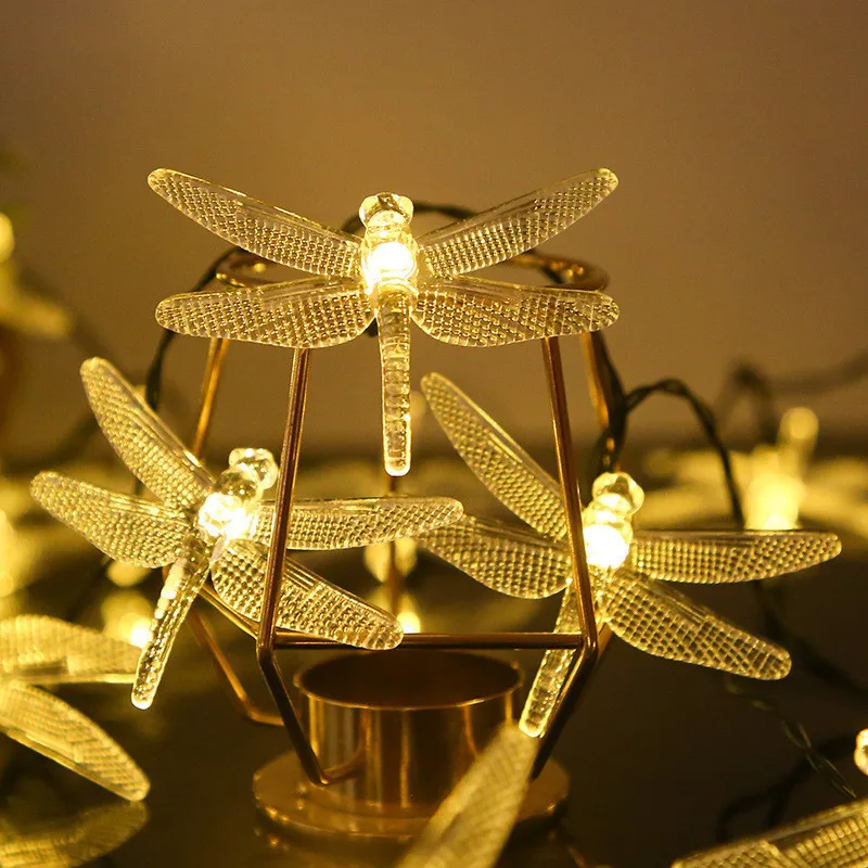 Solar Christmas Lights Solar Dragonfly Fairy Lights Solar Powered String Lights Garland for Home Christmas Decor