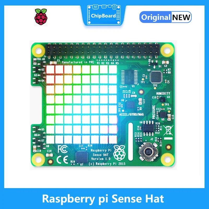 قبعة Raspberry pi Sense، أجهزة استشعار للضغط والرطوبة ودرجة الحرارة الاتجاهية لـ Raspberry pi 4B/3B/3B+