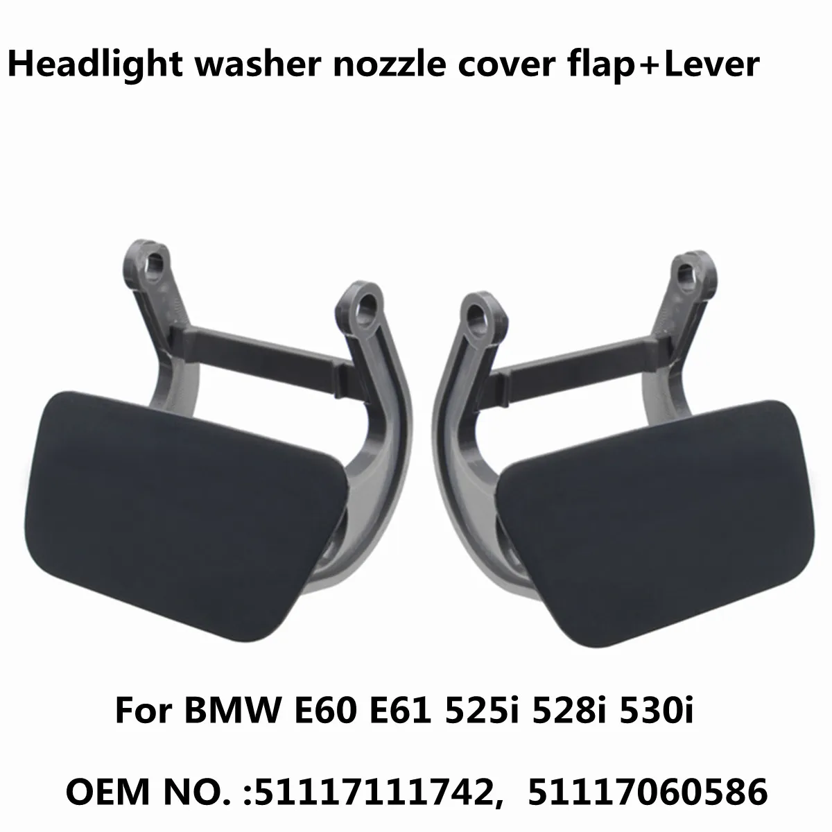 Headlight Washer Covers For BMW E60 E61 525i 528i 530i Headlight Washer Nozzle Cover Cap + Lever 51117060585 51117060586