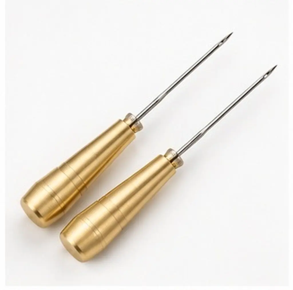 2Pcs Sewing Awls Repair Tools for Shoes Carpets Coats Tents Mattresses DIY Craft Gift Stitching Awls Steel Needle Copper
