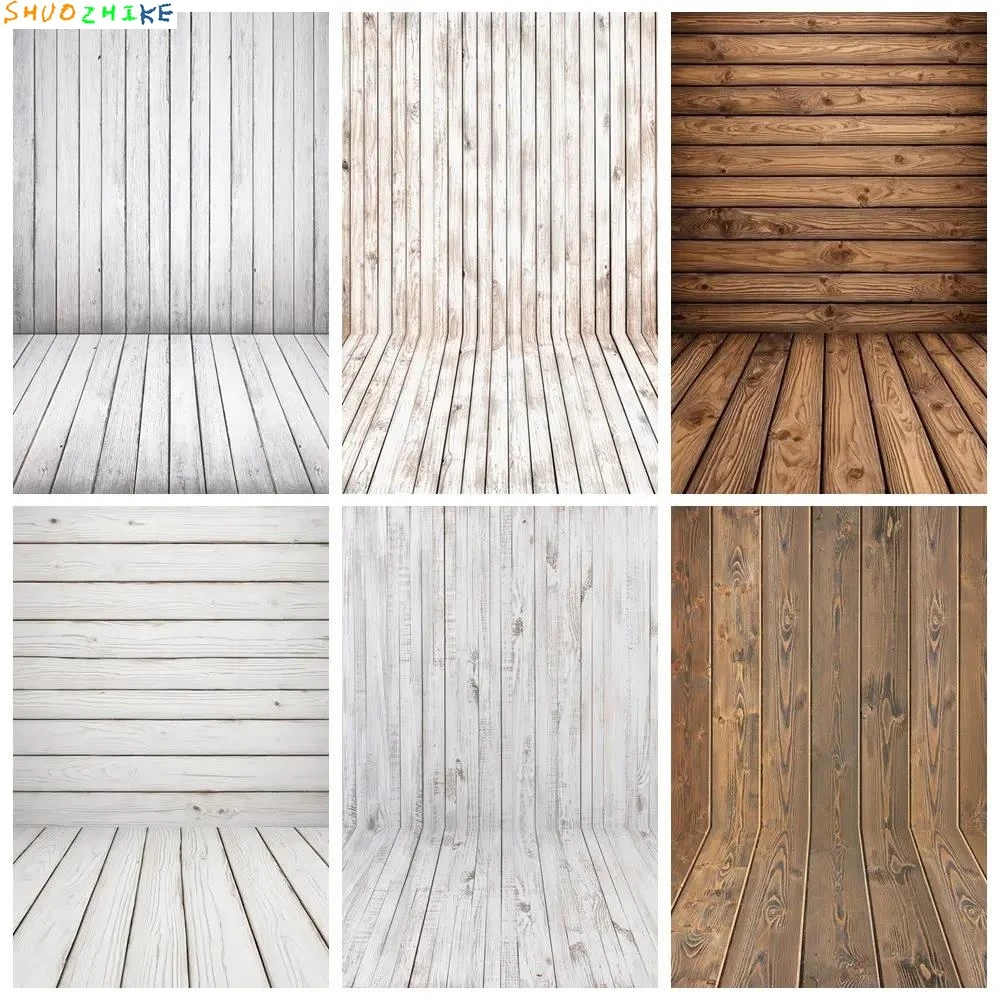 

White Wooden Floor Portrait Photo Studio Background Wood Wall Board Subject Shooting Backdrop Product Photography Props