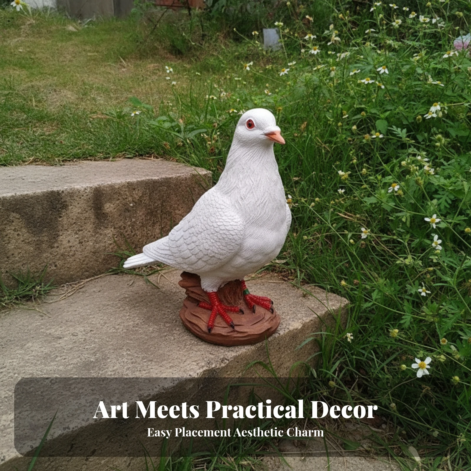 Resin Pigeon Statue Molded Base Pigeon Statue Resin Bird Ornament Detailed Feather Texture