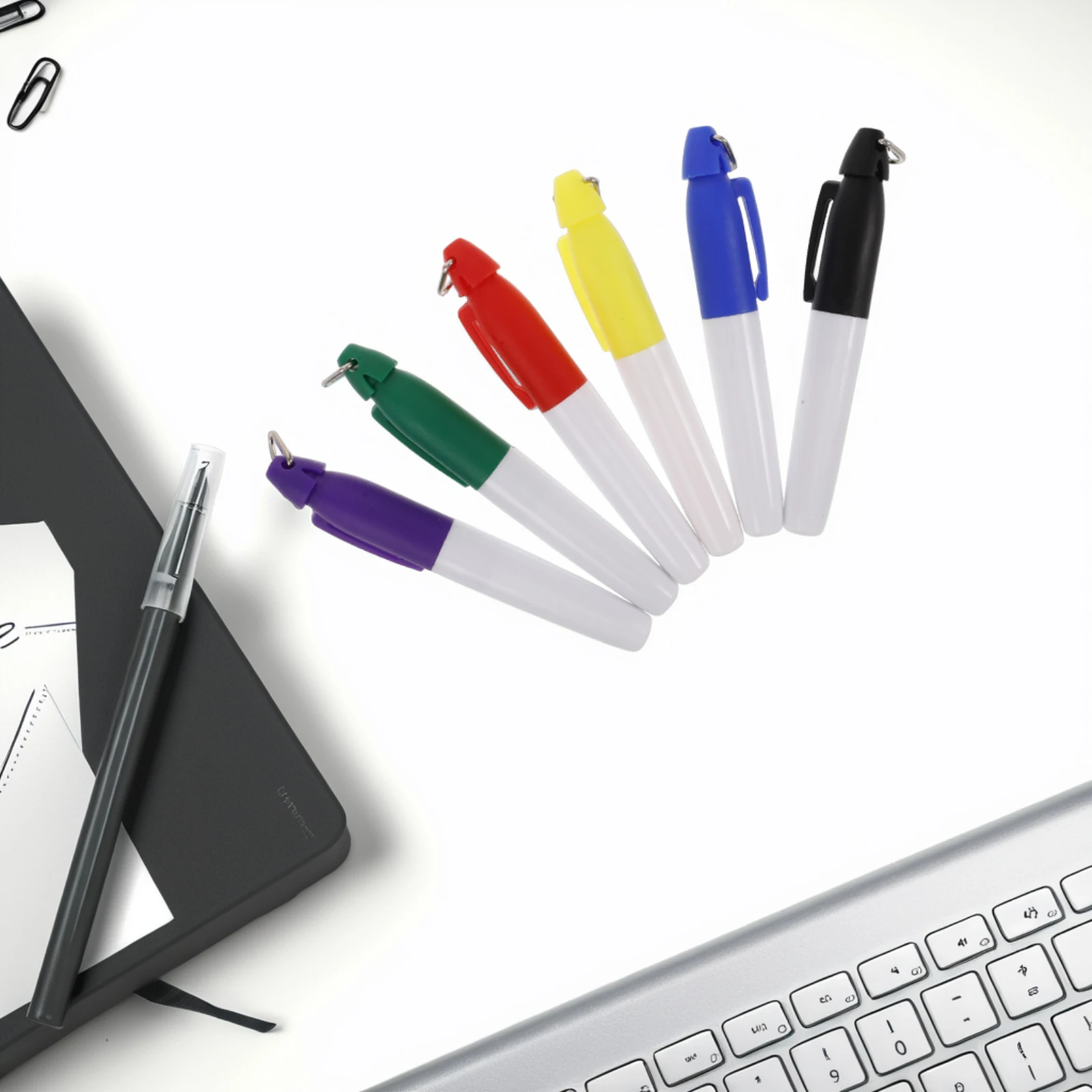 

6pcs Mini Golf Ball Marker Pens Permanent Drawing Tool Portable Keychain Triangular Grip Metal Hook Durable Smooth