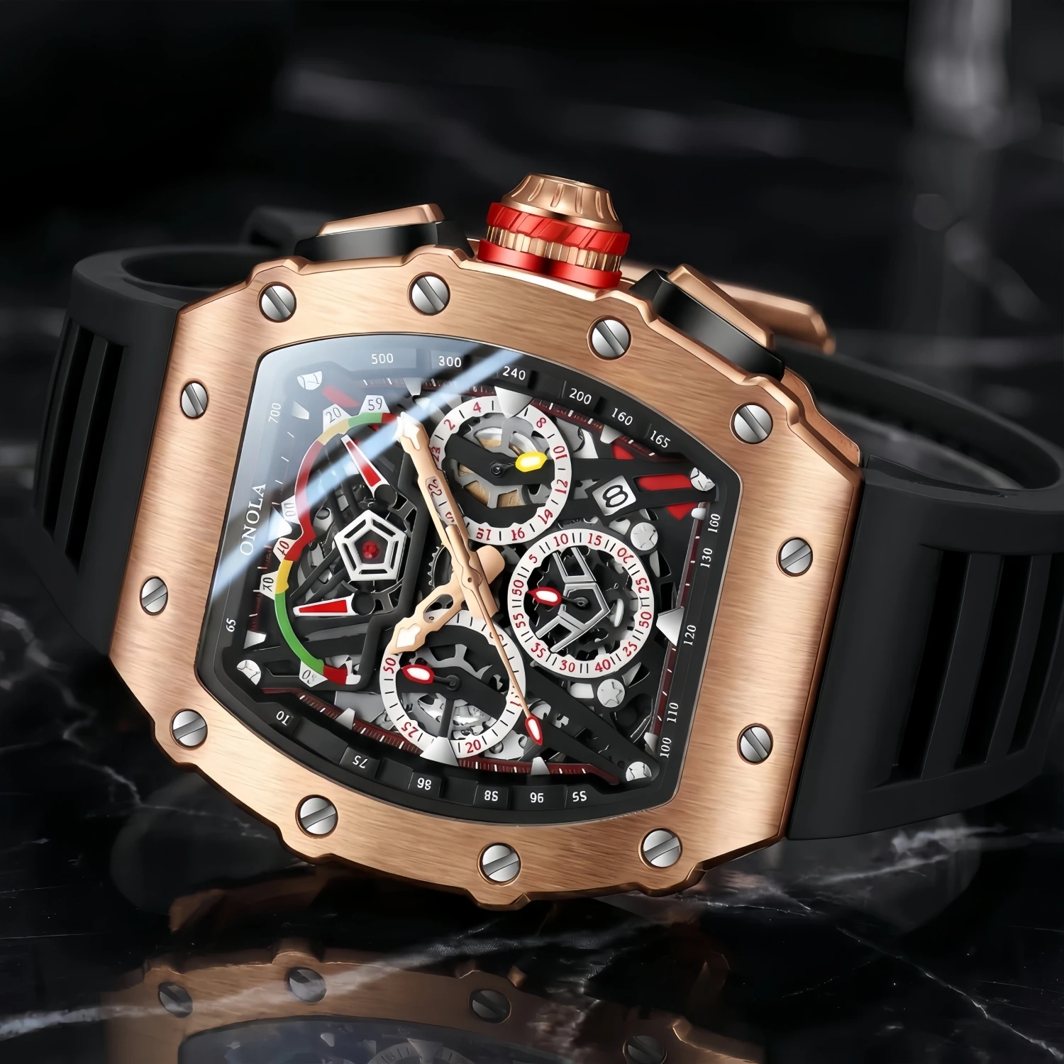 ONOLA 2021 Top Brand Watch Men Luxury Multifunctional Luminous Waterproof Sports Chronograph Quartz Watches Clock Relogio image 4