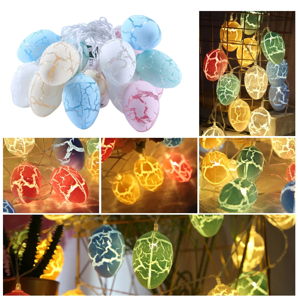 

10-футовая гирлянда с пасхальными яйцами, 20 светодиодных лампочек в форме треснувших яиц, разноцветные пасхальные пастельные огни для декора дома, интерьера, улицы и вечеринок