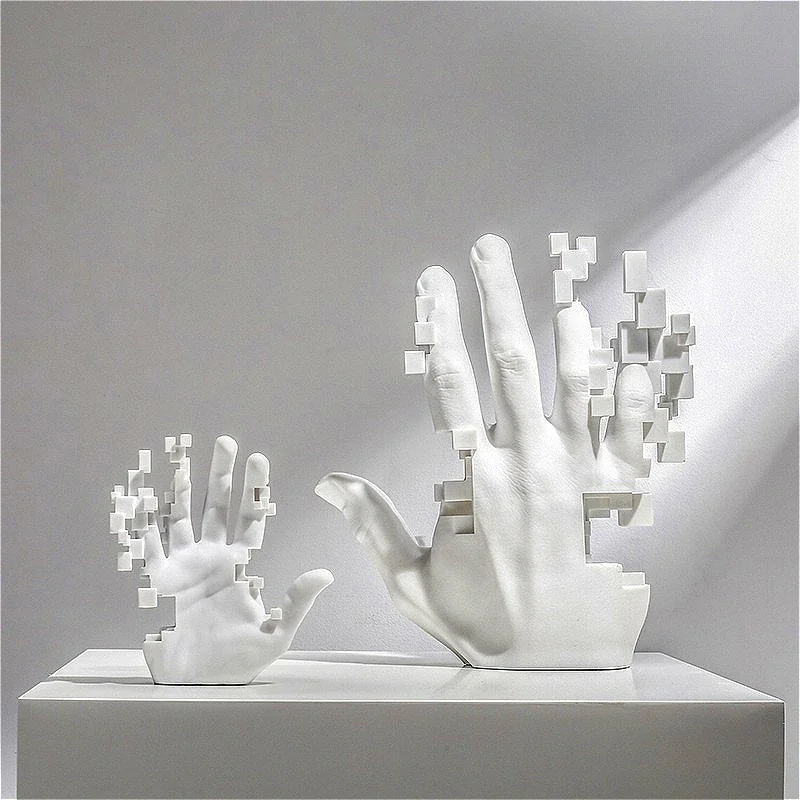 White Palm-shaped Resin Desktop Ornaments, Exhibition Hall TV Cabinet Bar Decorations, Abstract High-end Small Sculptures