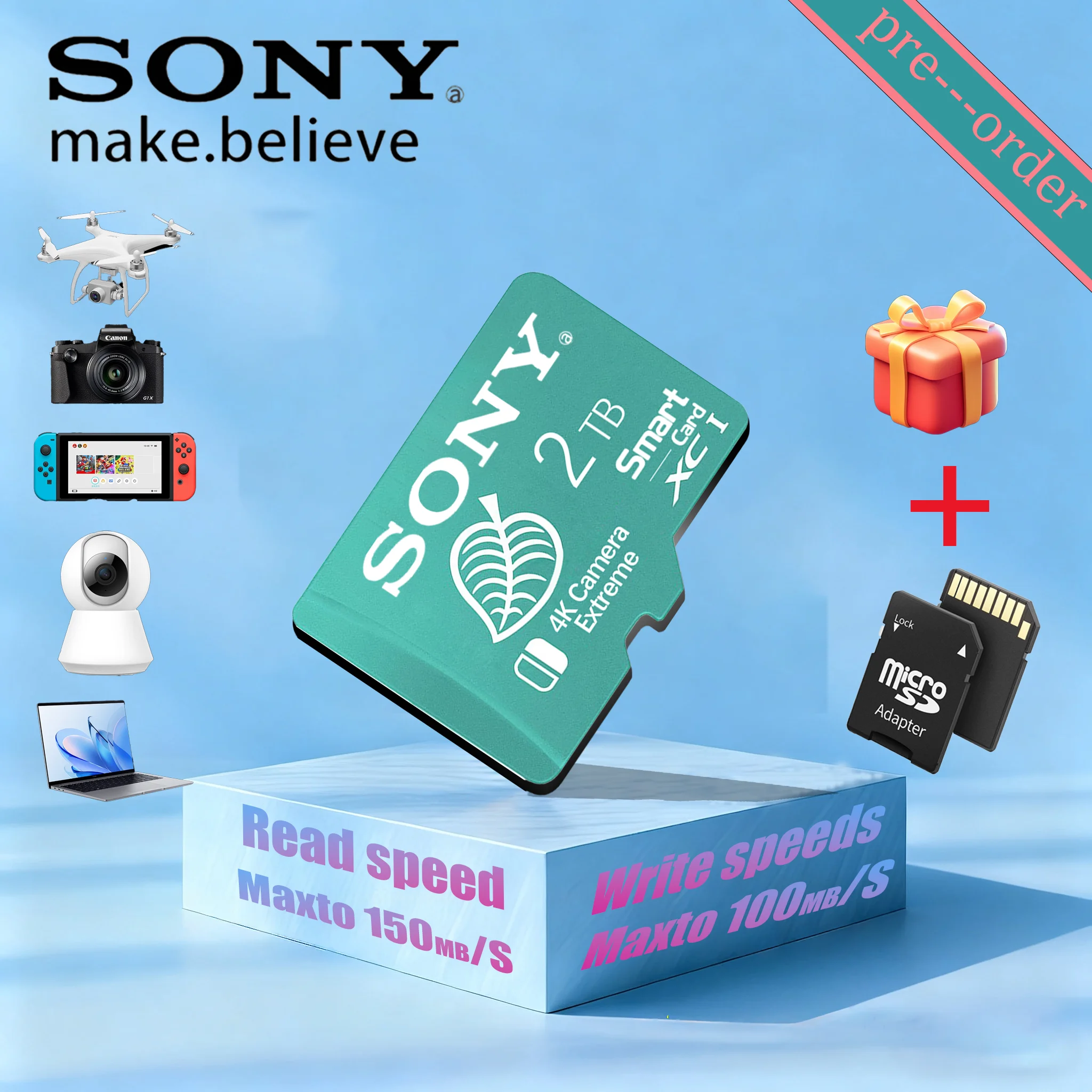 

SONY Original High-Speed SD Card 2TB/1TB Micro TF Large Capacity 4K Camera Extreme Class10 Card Flash Memory for PC And Phone