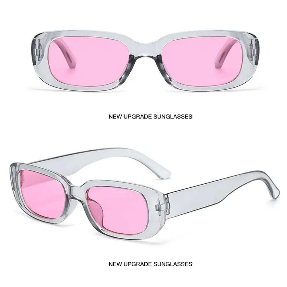 Trendy Narrow Square Frame Y2K Sun Glasses Candy Color UV400 Protection Rectangle Sunglasses 90’s Eyewear for Women Men