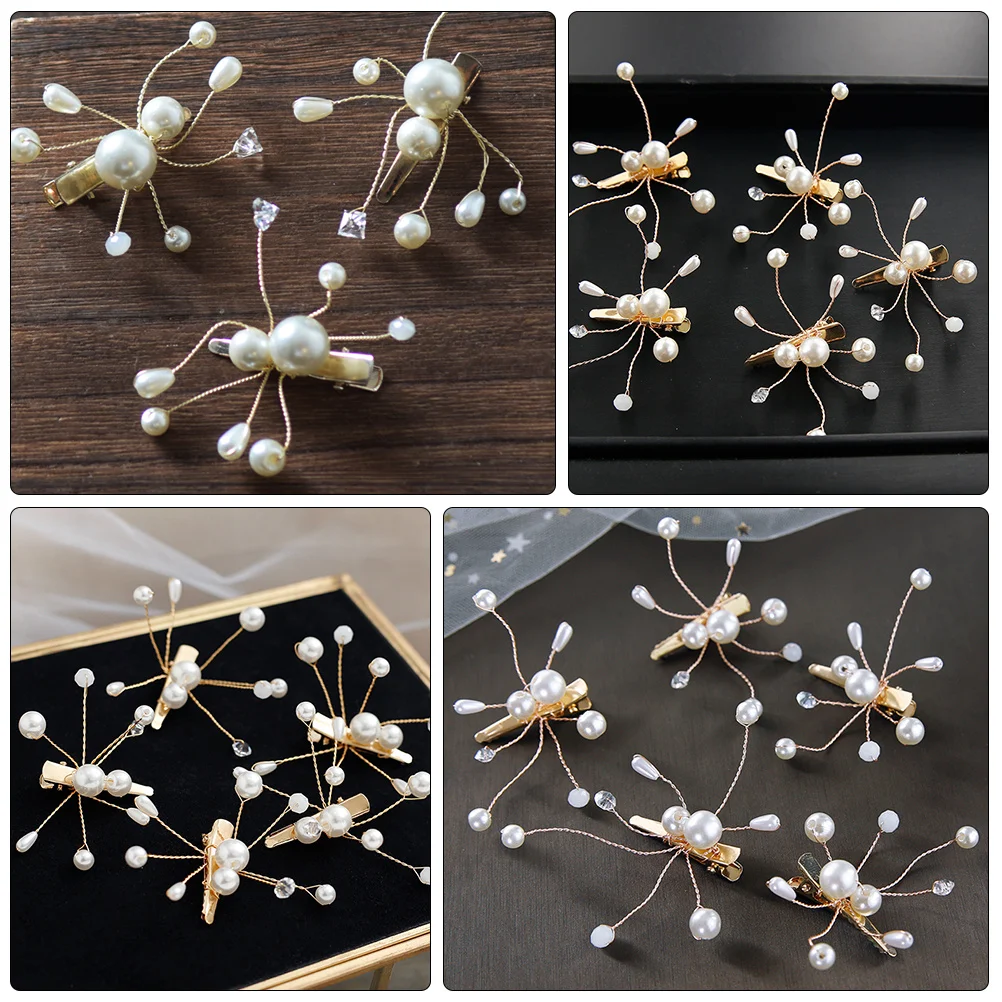 5 قطع من دبوس شعر الزفاف واللؤلؤ على شكل فراشة، قطعة شعر على شكل فيونكة، إكسسوار شعر الزفاف لوصيفات العروس والحفلات الراقصة، غطاء رأس أنيق #3
